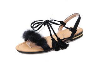 Real Fur Ankle Strap Gladiator Sandals - Image 11