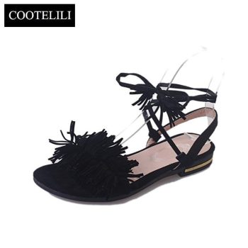 Real Fur Ankle Strap Gladiator Sandals - Image 3