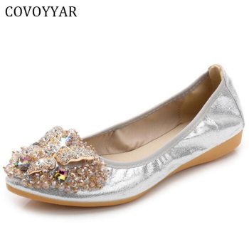 Luxury Rhinestone Ballet Flat Shoes Women Butterfly Pointed Toe Golden Shoes Loafers - Image 2