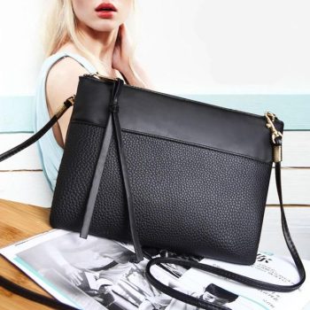 Women's Clutch Bag Simple Black Leather Crossbody Bags