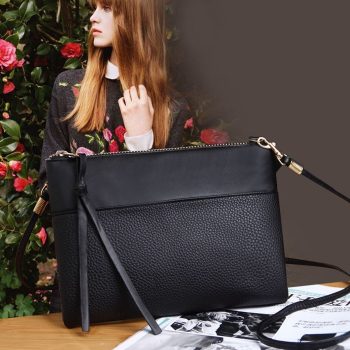 Women's Clutch Bag Simple Black Leather Crossbody Bags - Image 3