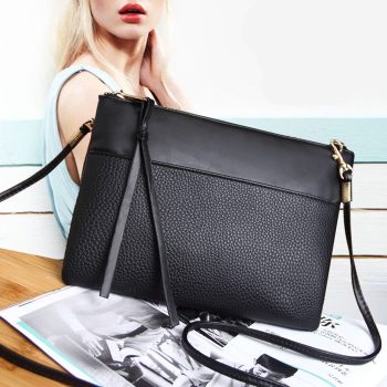 Women's Clutch Bag Simple Black Leather Crossbody Bags - Image 6