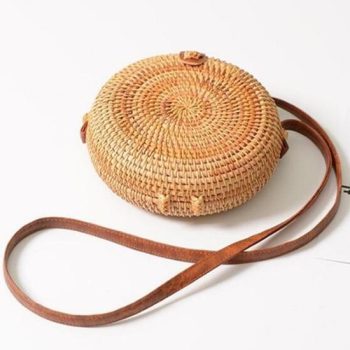 Fashion Women Summer Rattan Bags Round Square Straw Bag Handmade
