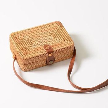 Fashion Women Summer Rattan Bags Round Square Straw Bag Handmade - Image 9