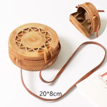 Fashion Women Summer Rattan Bags Round Square Straw Bag Handmade - Image 11