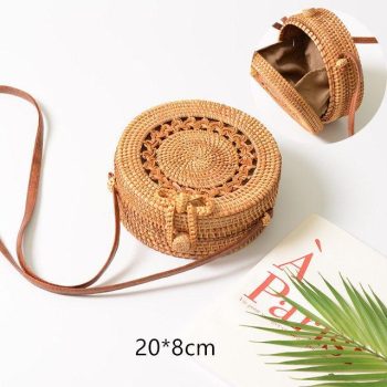 Fashion Women Summer Rattan Bags Round Square Straw Bag Handmade - Image 10