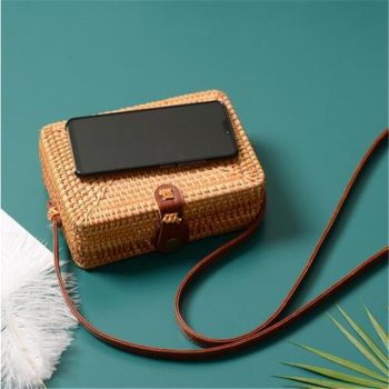 Fashion Women Summer Rattan Bags Round Square Straw Bag Handmade - Image 6