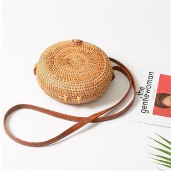 Fashion Women Summer Rattan Bags Round Square Straw Bag Handmade - Image 4