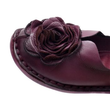 Casual Genuine Leather Flat Shoe Women Shoe Flower Slip On Driving Shoe - Image 7