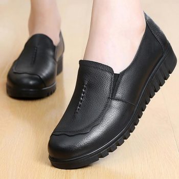 Genuine leather shoes women big size 4.5-9 round toe designer flat shoes - Image 2