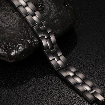 Black Titanium Gold Stripes Magnetic Therapy Bracelet - Image 8