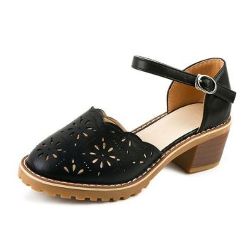 Hollow-Carved Women Sandals  Style Retro Platform White Sandals - Image 12