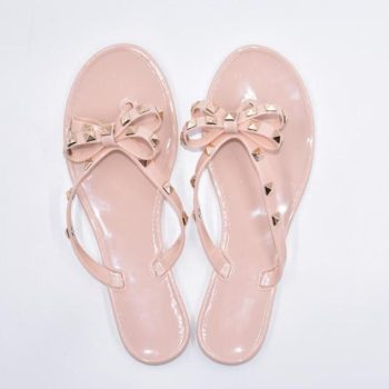 Fashion Woman Flip Flops Shoes Cool Beach Rivets big bow flat sandals