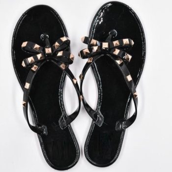 Fashion Woman Flip Flops Shoes Cool Beach Rivets big bow flat sandals - Image 10