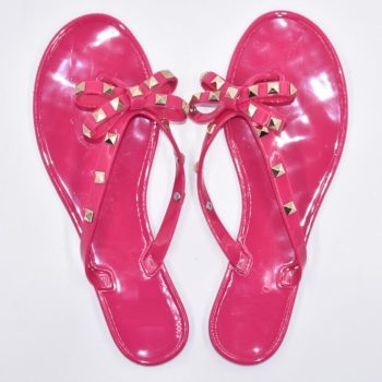 Fashion Woman Flip Flops Shoes Cool Beach Rivets big bow flat sandals - Image 3