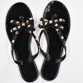 Fashion Woman Flip Flops Shoes Cool Beach Rivets big bow flat sandals - Image 5