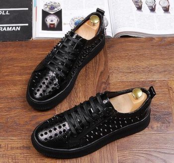 Hot Fasion Men Gold Silver Serpentine rivet lace-up flats shoes