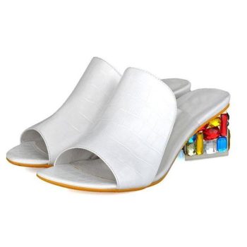 Big size 41 elegant crystals chunky HeelsWoman Sandals - Image 7