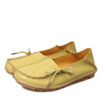 Women Flats Shoes Large Size Real Leather Mommy Shoes