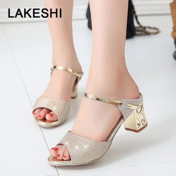 Metal Square Heel Women Sandals Women Heel Shoes - Image 2
