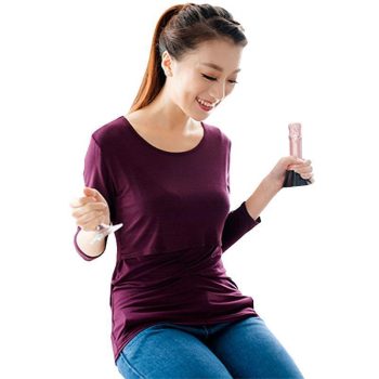 Long Sleeve Maternity Nursing Tops Pregnancy Breastfeeding Tees Shirt - Image 2