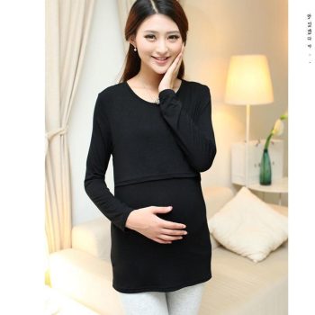 Long Sleeve Maternity Nursing Tops Pregnancy Breastfeeding Tees Shirt - Image 3