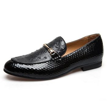 Casual Leather Black Men Shoes Luxury Brand Loafers - Image 2