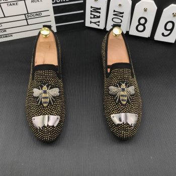 Men Streets Trendy Rhinestone embroidery bees Oxfords Casual Flats Shoes - Image 9