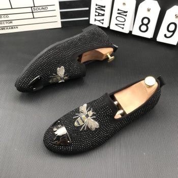 Men Streets Trendy Rhinestone embroidery bees Oxfords Casual Flats Shoes - Image 4