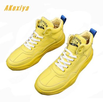 Men high tops round toe yellow loafers for man Casual Flats Shoes - Image 2