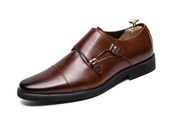 luxury Designer British gentleman double-buckle leather oxfords shoes