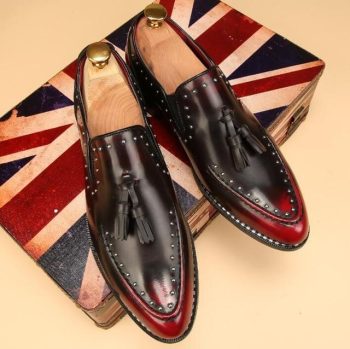 Men luxury Designer pointed rivet slip-on tassels oxfords shoes - Image 9