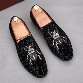 Men's British Rhinestone embroidery insects flats Dress Shoes - Image 3