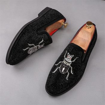 Men's British Rhinestone embroidery insects flats Dress Shoes - Image 6