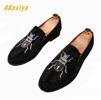Men's British Rhinestone embroidery insects flats Dress Shoes - Image 2