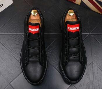 Men street Fashion Punk hip-hop red black red leather Loafers Casual Flats Shoes - Image 5
