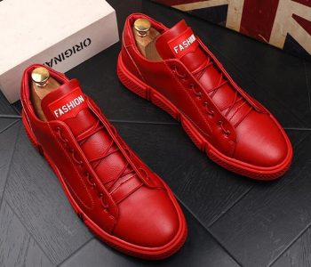 Men street Fashion Punk hip-hop red black red leather Loafers Casual Flats Shoes - Image 7