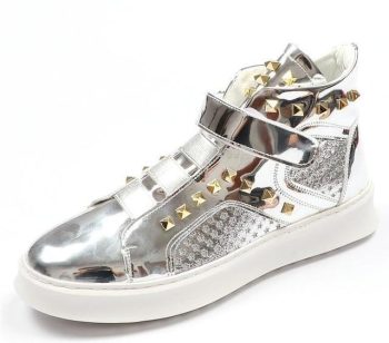 Men street Fashion Punk hip-hop rivets high tops Loafers - Image 2