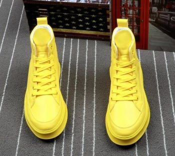 Men street Fashion Punk hip-hop yellow white high tops Loafers Casual Flats Shoes - Image 9
