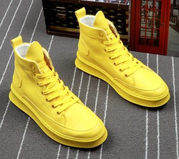 Men street Fashion Punk hip-hop yellow white high tops Loafers Casual Flats Shoes - Image 3