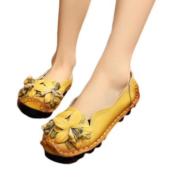 Flowers Flat Shoes Women Genuine Leather Shoes - Image 4