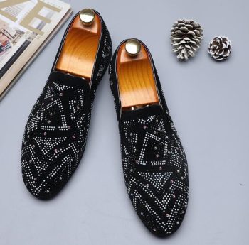 New Men Designer luxury rhinestone Casual Flats Shoes - Image 6