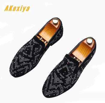 New Men Designer luxury rhinestone Casual Flats Shoes - Image 2