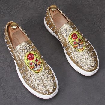 New arrival Men designer trendsetter Sequins rivet platform Casual Flats Shoes - Image 6