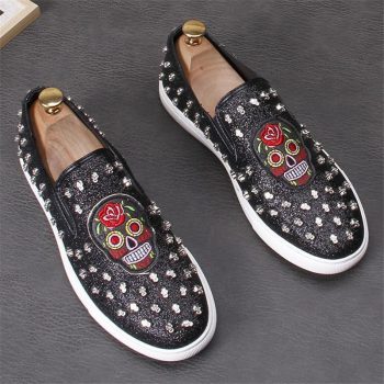New arrival Men designer trendsetter Sequins rivet platform Casual Flats Shoes - Image 3