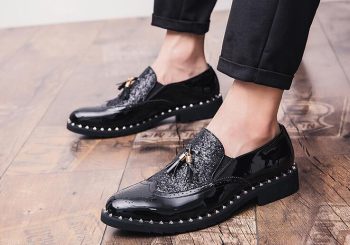 New arrival Men pointed Brogue Tassel Leather Shoes - Image 7