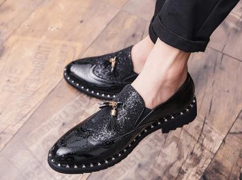 New arrival Men pointed Brogue Tassel Leather Shoes - Image 6