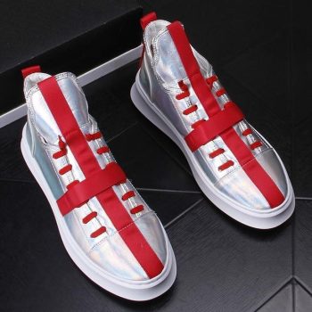 New arrival Men's platform loafers glossy templar cross Casual Flats Shoes