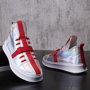 New arrival Men's platform loafers glossy templar cross Casual Flats Shoes - Image 3