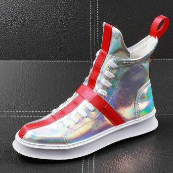 New luxury Summer Men's dazzling silver cross flats high tops Shoes